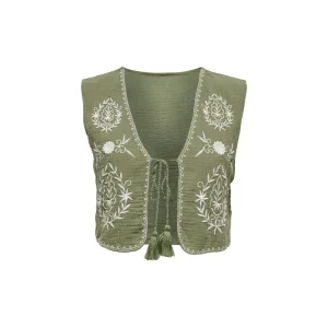 Onlthyra Sl Emb Vest Wvn - Groen Dessin