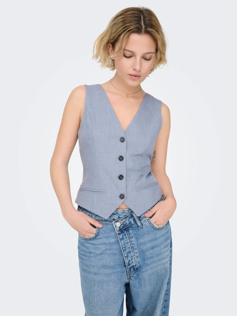 Onllinda S/l Mel Fit Waistcoat Tlr Noos - Lichtblauw - Afbeelding 4