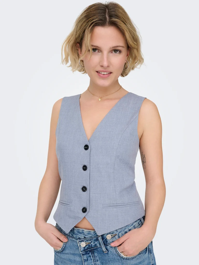 Onllinda S/l Mel Fit Waistcoat Tlr Noos - Lichtblauw - Afbeelding 6