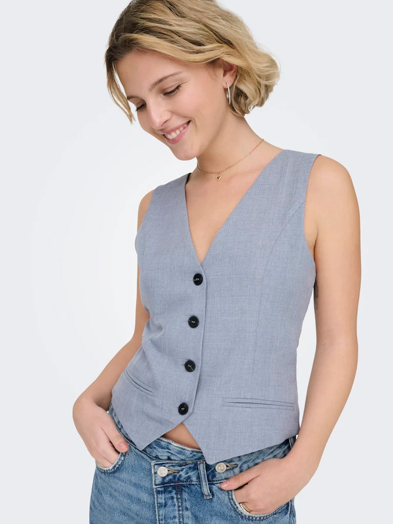 Onllinda S/l Mel Fit Waistcoat Tlr Noos - Lichtblauw - Afbeelding 7