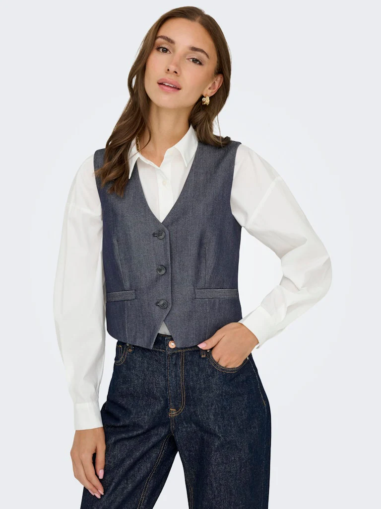 Jdyanthony S/l Waistcoat Tlr - Blauw Dessin - Afbeelding 7