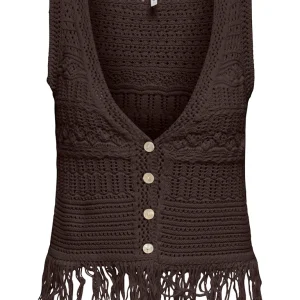 Onlalix Life Sl Fringe Waistcoat Knt - Bruin