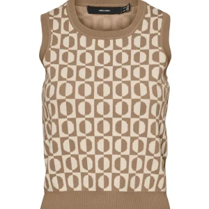 Vmsara Sl O-neck Crop Top - Bruin Dessin