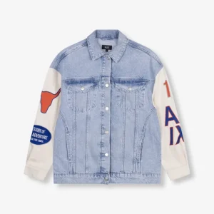 Mix Sleeve Denim Jacket - Blue Denim