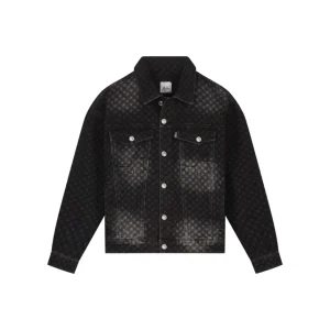 Malelions Women Monogram Denim Jacket - Zwart