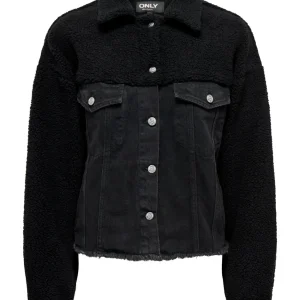 Onlbella Ls Black Teddy Dnm Jacket - Black Denim