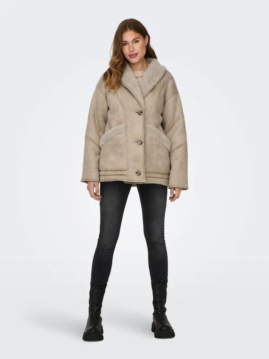 Onlylva Faux Suede Bonded Coat Otw - Zand - Afbeelding 4