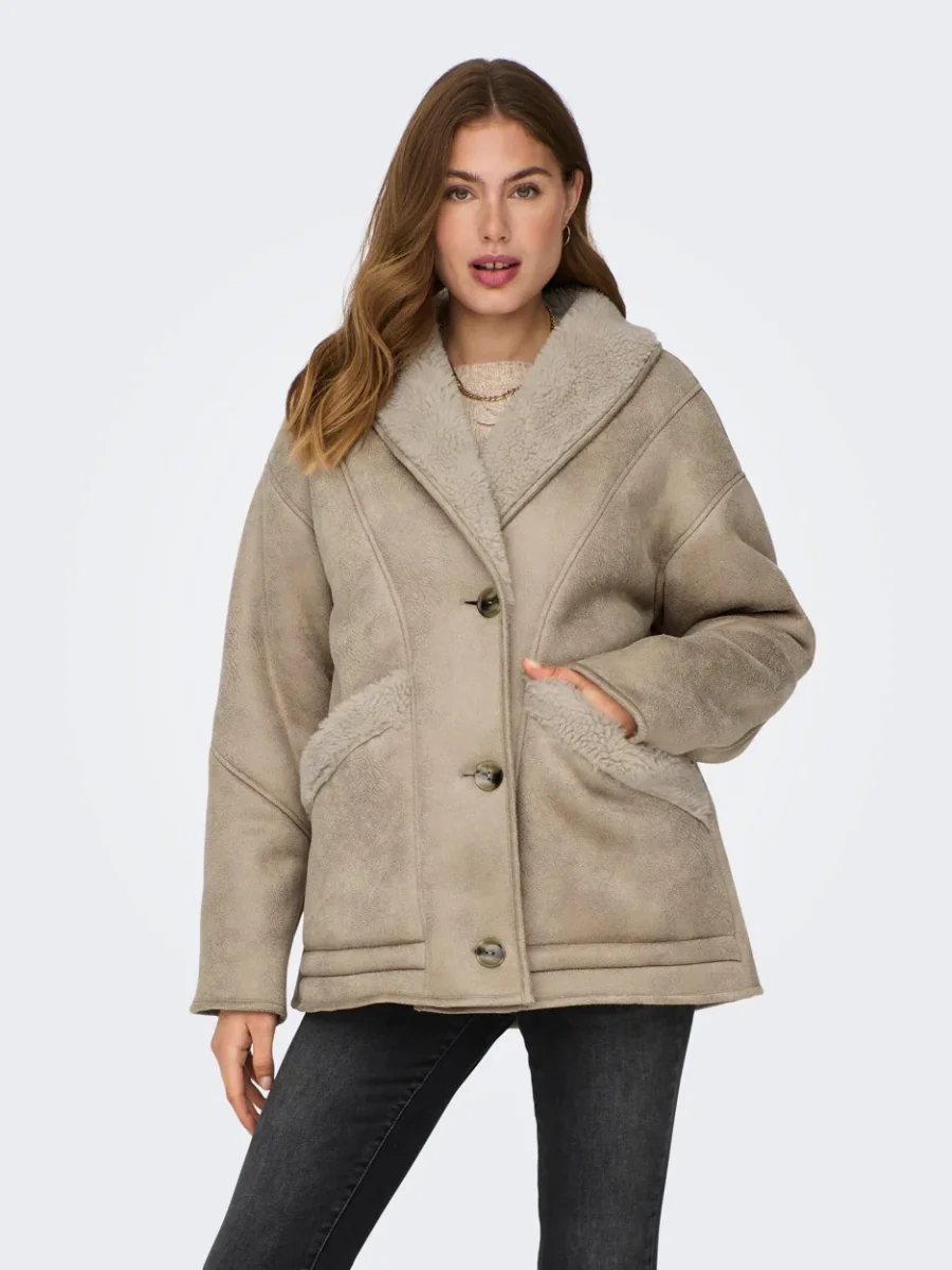 Onlylva Faux Suede Bonded Coat Otw - Zand - Afbeelding 6