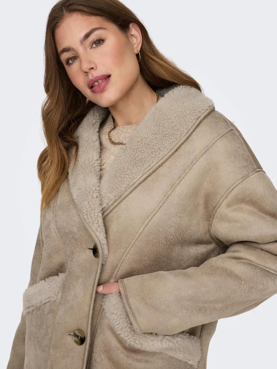 Onlylva Faux Suede Bonded Coat Otw - Zand - Afbeelding 7