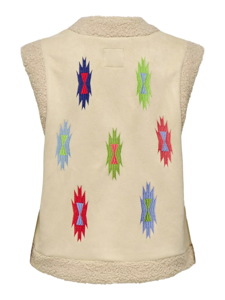 Onlfrida Aztec Emb. Waistcoat Cs Ot - Zand Dessin - Afbeelding 3