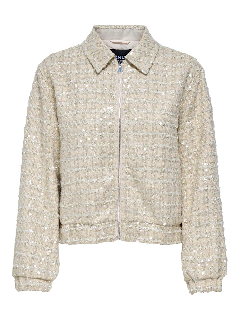Onlsigne Sequin Boucle Jacket Otw - Ecru Dessin - Afbeelding 2