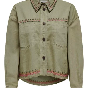 Onlprime L/s Emb Shacket Pnt - Army