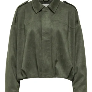 Jdynia Faux Suede Bat Jacket Otw Yfm - Donkergroen