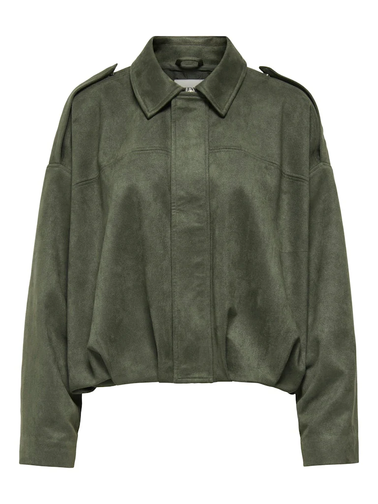 Jdynia Faux Suede Bat Jacket Otw Yfm - Donkergroen