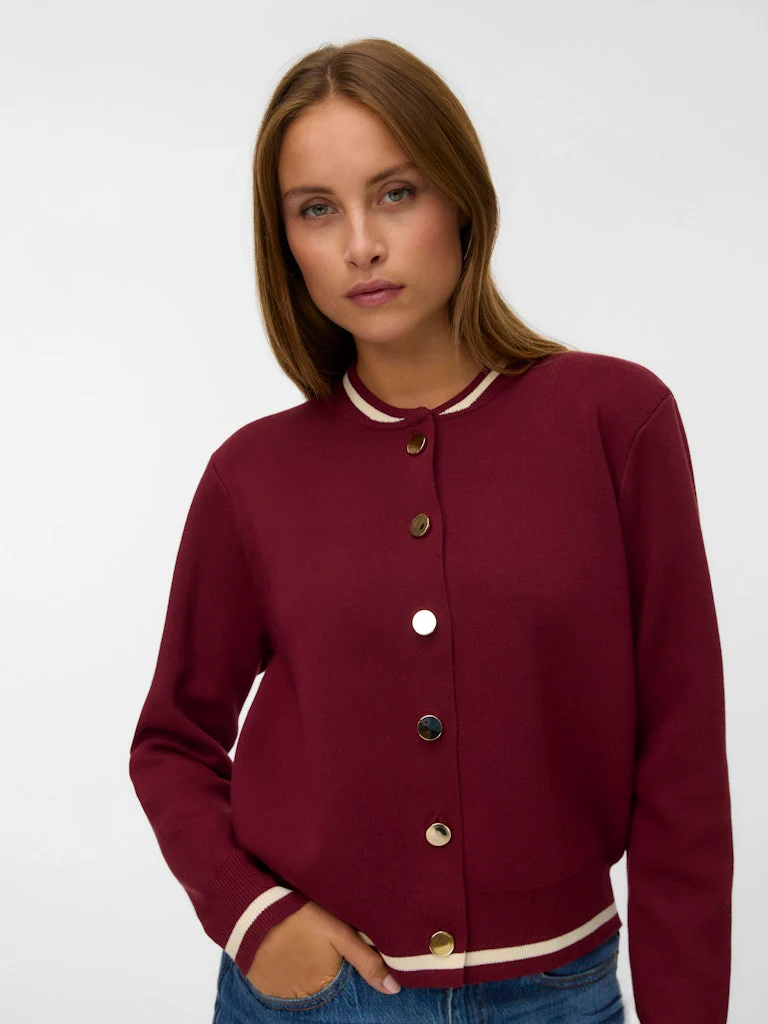 Vmevelijn Ls Bomber Knit Cardigan Exp - Bordeaux - Afbeelding 6