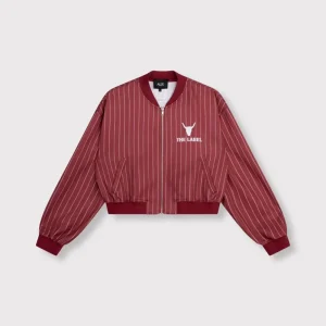 Pinstripe Cropped Training Jacket - Rood Dessin