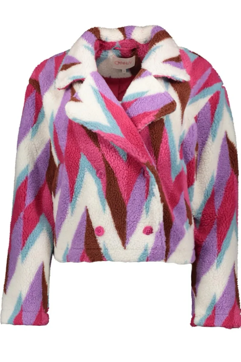 Onlannlo Aop Teddy Jacket Pnt - Roze Dessin