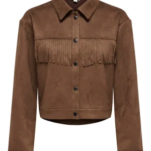 Onlylva Ls Faux Suede Frill Jacket - Cognac