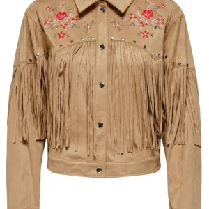 Onlellie L/s Faux Suede Frills Jack - Bruin Dessin