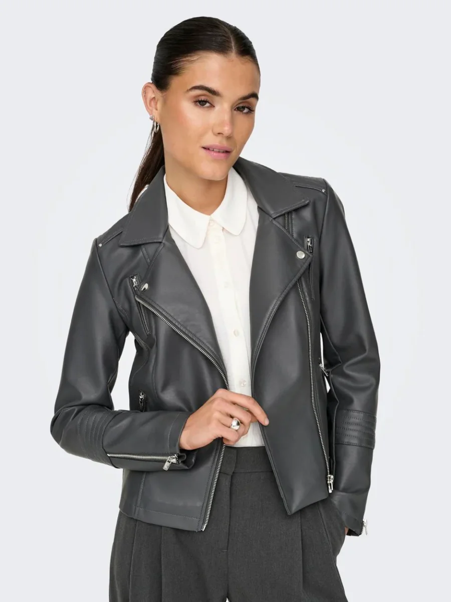 Onlgemma Faux Leather Biker Otw Noo - Grijs - Afbeelding 8