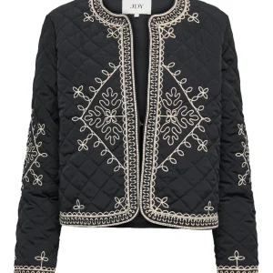 Jdybillie L/s Quilted Emb Shacket  Wvn - Zwart Dessin