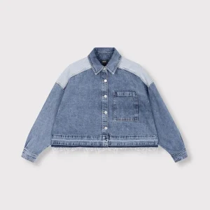 Mixed Denim Blouse - Blue Denim