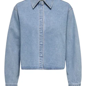 Onlmaggiemay L/s Rhinest Dnm Shirt - Blue Denim
