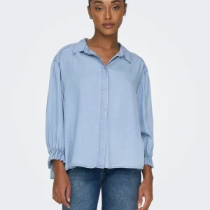 Onlcamden 3/4 Sl Dot Dnm Shirt Qyt - Blue Denim