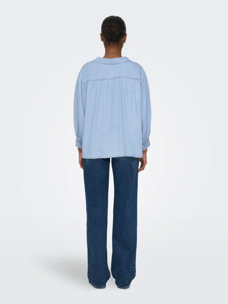 Onlcamden 3/4 Sl Dot Dnm Shirt Qyt - Blue Denim - Afbeelding 3