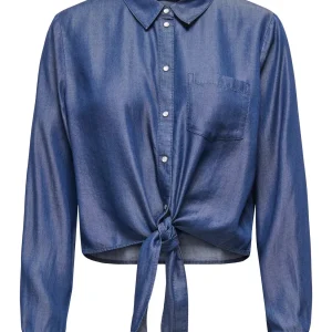 Jdyjasper L/s Knot Shirt Wvn - Blue Denim