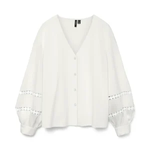 Vmjanni Tape Ls V-neck Top Wvn Ga L - Off-white