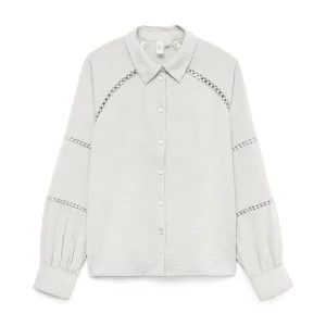 Vmgusla L/s Shirt Wvn Btq Ga - Off-white