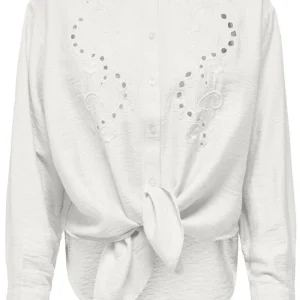 Onlbirona Lino L/s Tie Shirt Wvn Sud - Off-white
