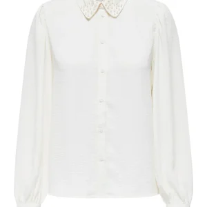 Jdyrachel Life L/s Beaded Shirt Wvn - Ecru