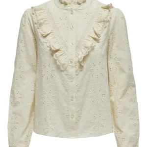 Onlrebecca Boa Emb Frill Shirt Wvn - Ecru