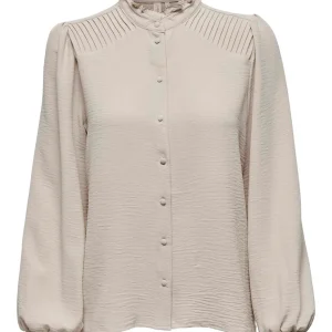 Onlmette Ls Pleat Shirt Wvn - Beige