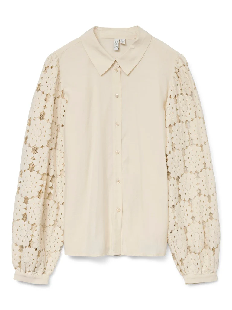 Vmfabena L/s Shirt Wvn Btq Ga - Beige
