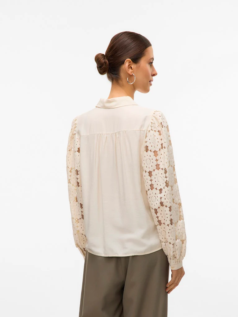 Vmfabena L/s Shirt Wvn Btq Ga - Beige - Afbeelding 4