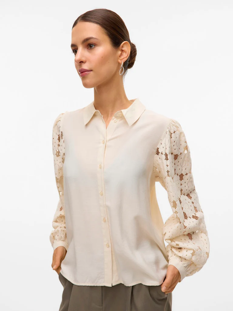 Vmfabena L/s Shirt Wvn Btq Ga - Beige - Afbeelding 7