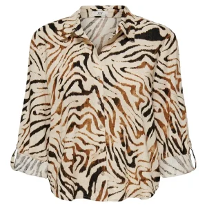 Jdynaja 7/8 Linen Button Down Shirt - Zand Dessin