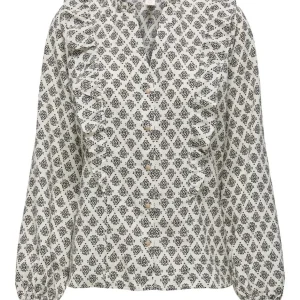 Onllusia Life Ls V-neck Top Wvn Cs - Ecru Dessin