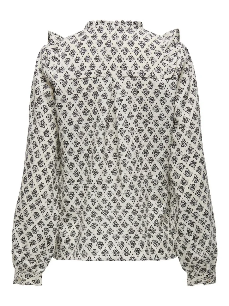 Onllusia Life Ls V-neck Top Wvn Cs - Ecru Dessin - Afbeelding 3