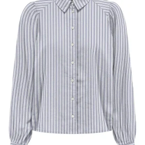 Onlcaro L/s Linen Bl Puff Shirt Cc - Wit Dessin