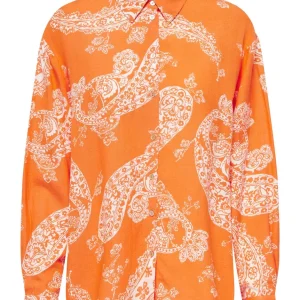 Onlbella Linen L/s Loose Shirt Ptm - Oranje Dessin