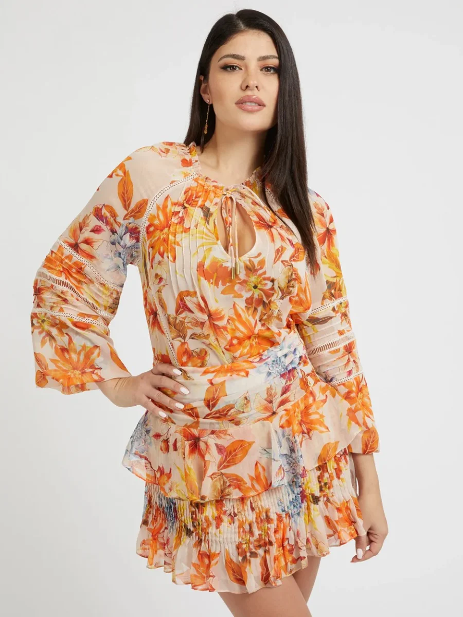 Ls Gilda Trim Top - Oranje Dessin - Afbeelding 5