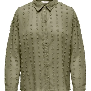 Onlpixi Dobby Ls Oversize Shirt Wvn - Olijf
