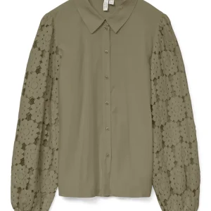 Vmfabena L/s Shirt Wvn Btq Ga - Olijf