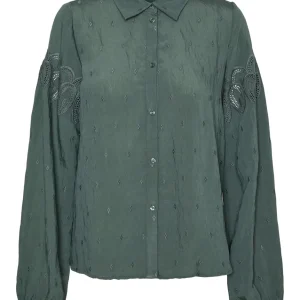 Vmrachel L/s Emb. Shirt Wvn Btq Ga - Oud Groen