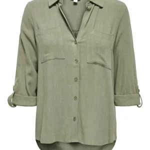 Onlyasmin-siesta Ls Linen Bl Shirt - Army