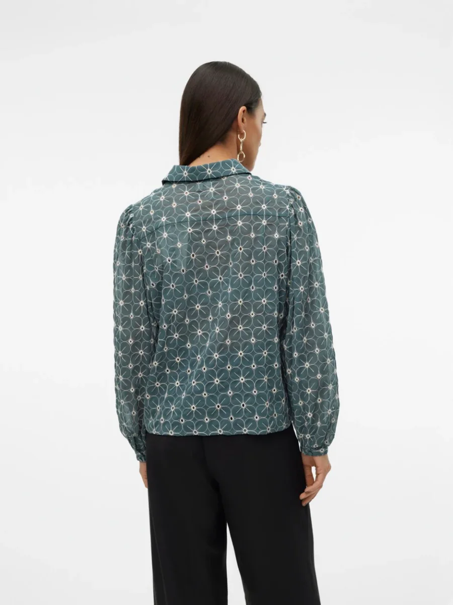 Vmruth L/s Shirt Wvn Btq - Donkergroen - Afbeelding 4